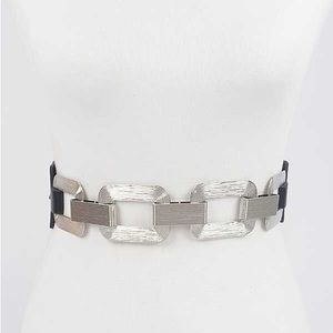 Plus Size Black & Silver Accent Metal Corset Statement Belt